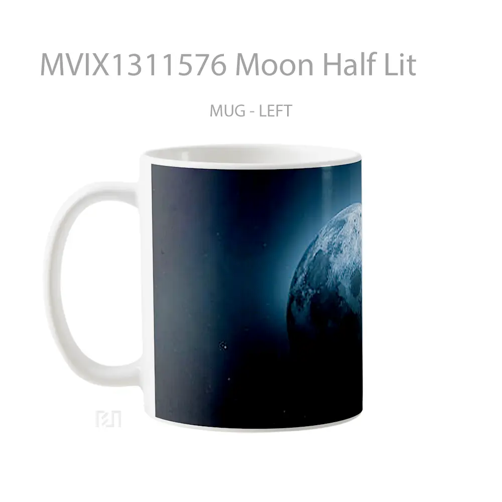 Mug Moon Half Lit Gelas Astronomi - All-side / Desain