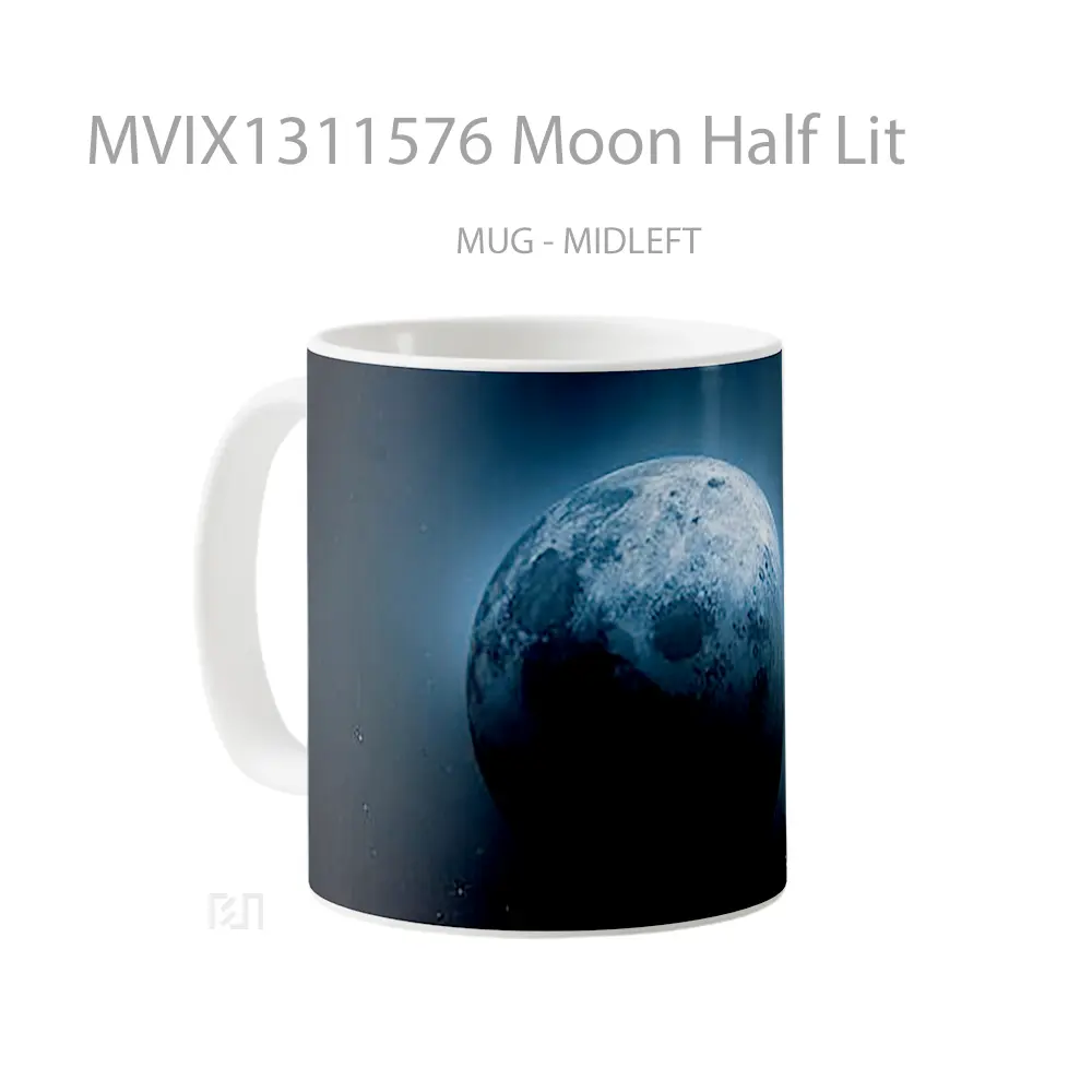 Mug Moon Half Lit Gelas Astronomi - All-side / Desain