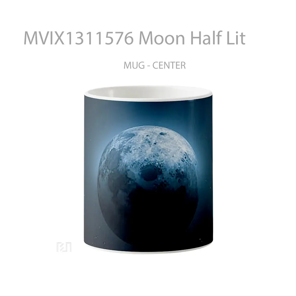 Mug Moon Half Lit Gelas Astronomi
