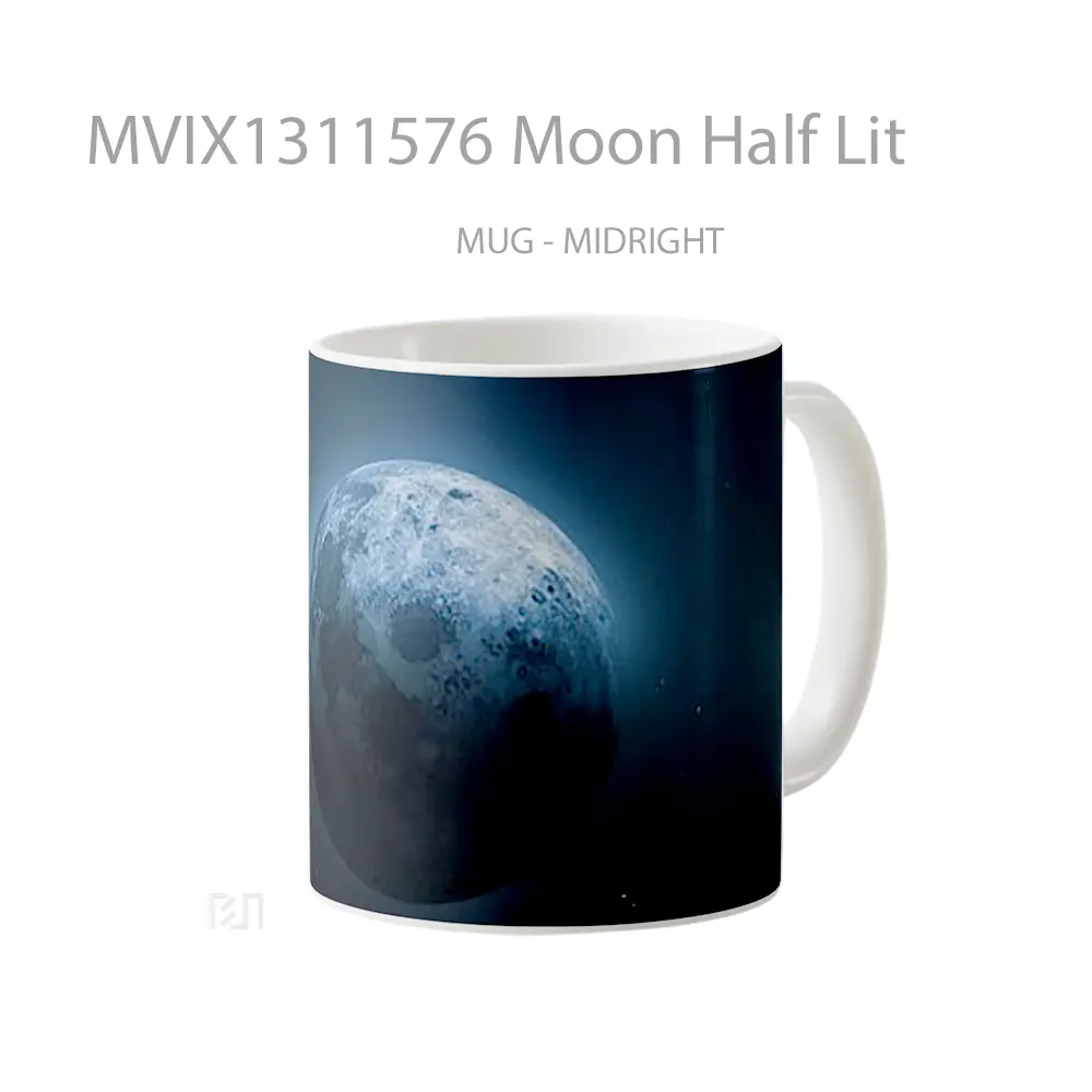 Mug Moon Half Lit Gelas Astronomi - All-side / Desain