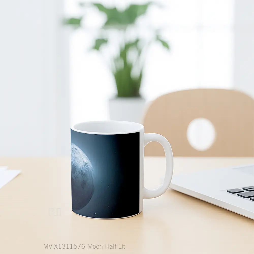 Mug Moon Half Lit Gelas Astronomi - All-side / Desain