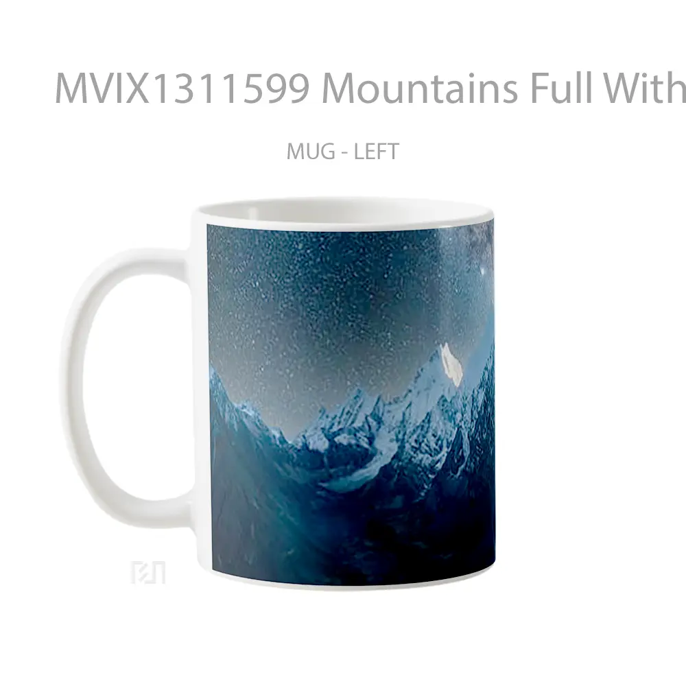 Mug Mountains Full With Snow Under The Stars Gelas Pemandangan Alam - All-side / Desain