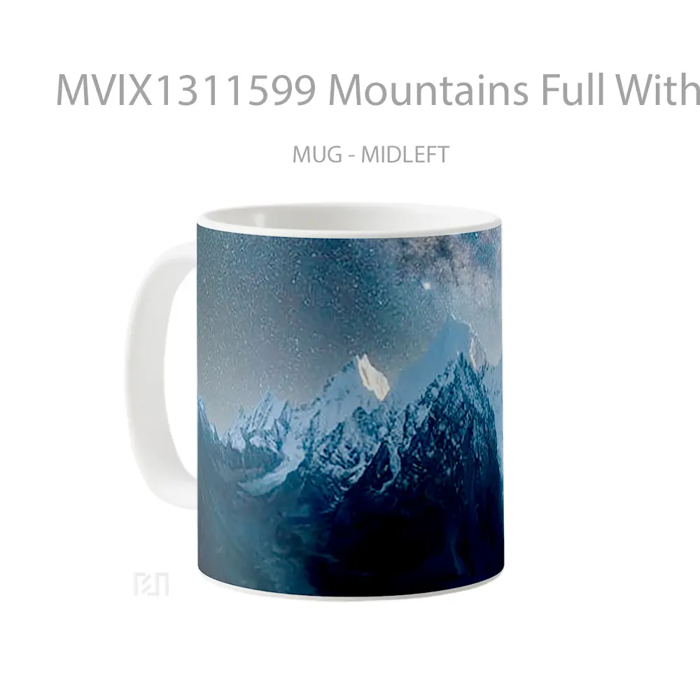 Mug Mountains Full With Snow Under The Stars Gelas Pemandangan Alam - All-side / Desain
