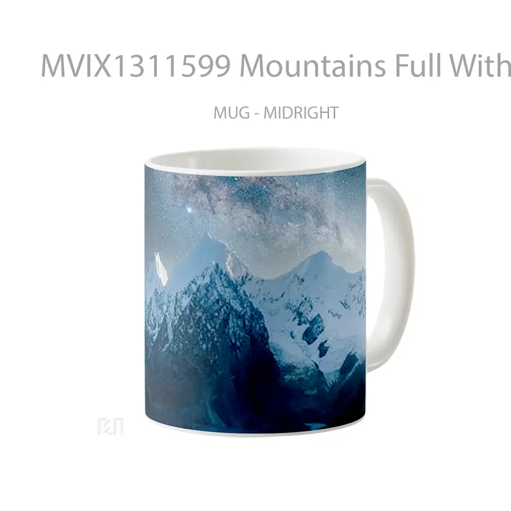 Mug Mountains Full With Snow Under The Stars Gelas Pemandangan Alam - All-side / Desain