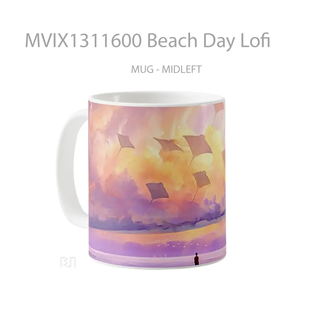 Mug Beach Day Lofi Gelas Pemandangan Alam - All-side / Desain