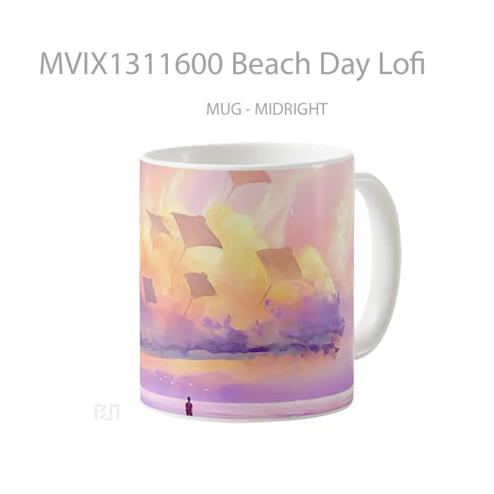 Mug Beach Day Lofi Gelas Pemandangan Alam - All-side / Desain