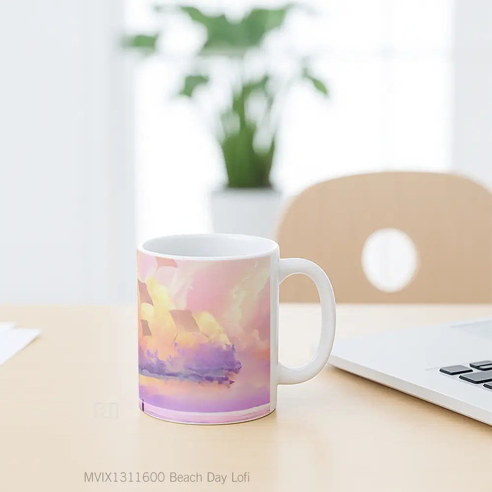 Mug Beach Day Lofi Gelas Pemandangan Alam - All-side / Desain