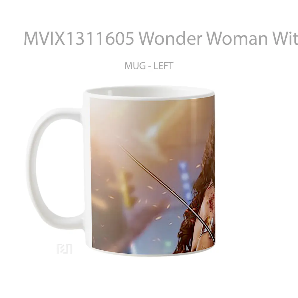 Mug Wonder Woman With Fight Marks Gelas Superhero - All-side / Desain