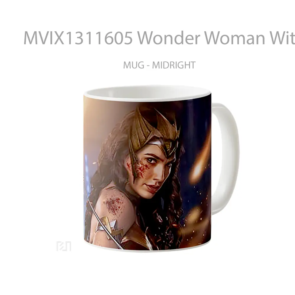 Mug Wonder Woman With Fight Marks Gelas Superhero - All-side / Desain