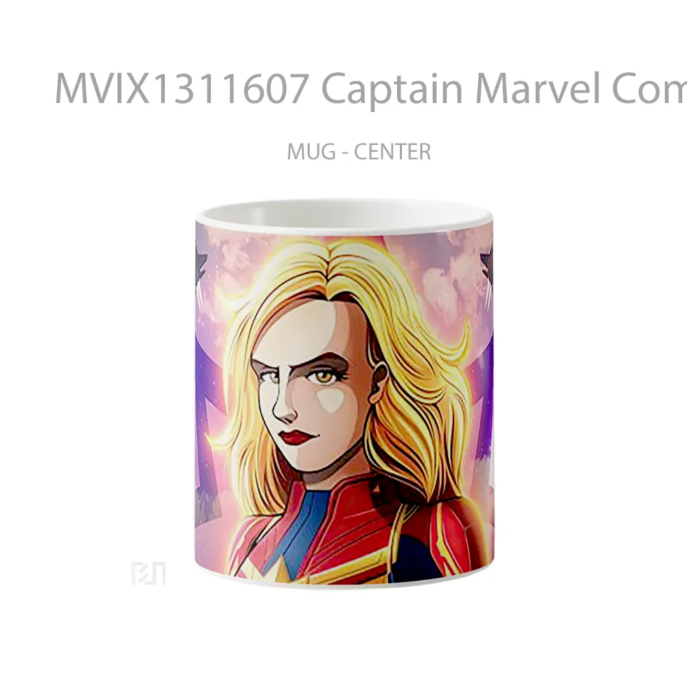 Mug Captain Marvel Comic Poster Gelas Superhero