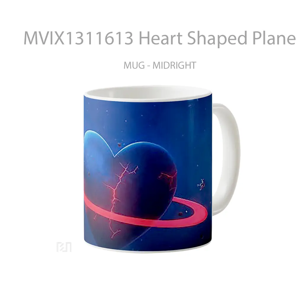 Mug Heart Shaped Planet Gelas Astronomi - All-side / Desain