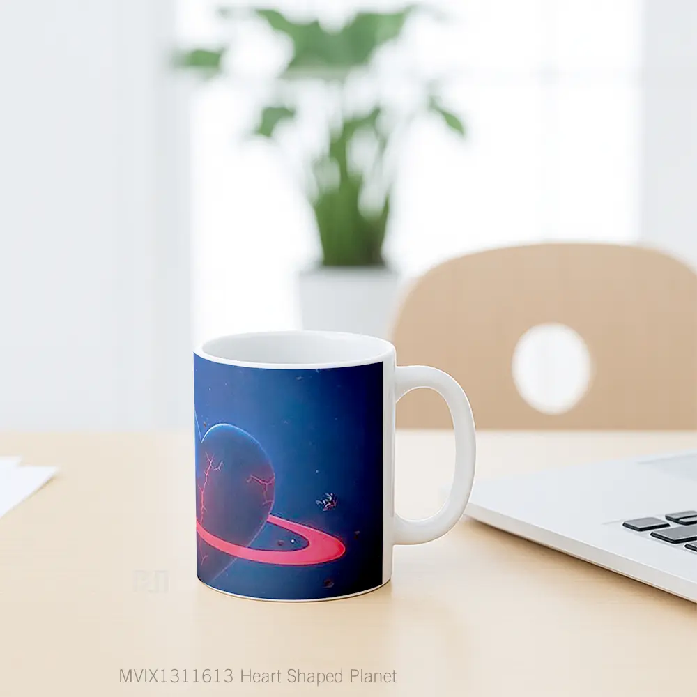 Mug Heart Shaped Planet Gelas Astronomi - All-side / Desain