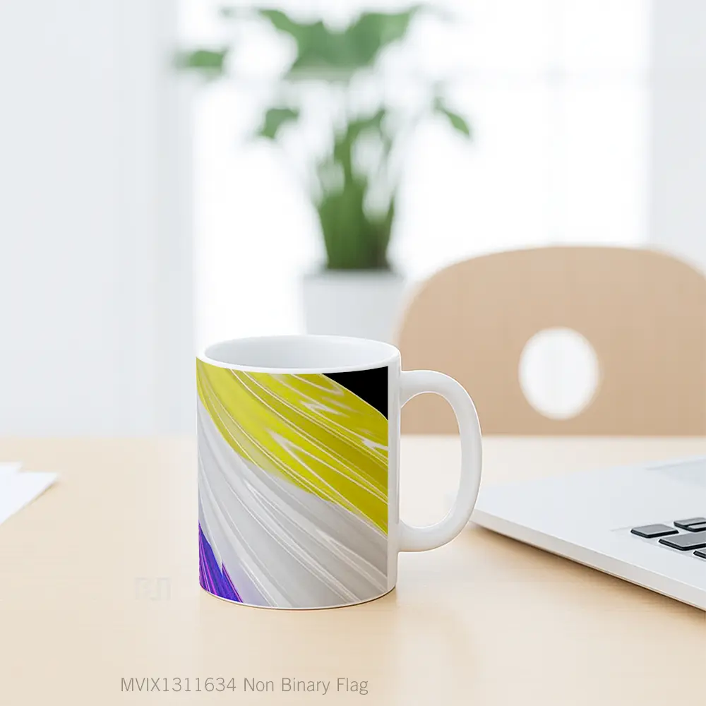 Mug Non Binary Flag Gelas Keramik Unik - All-side / Desain
