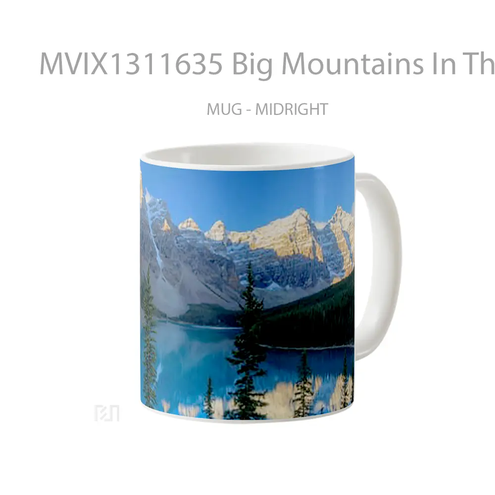 Mug Big Mountains In The Forest Lake Moraine Gelas Pemandangan Alam - All-side / Desain