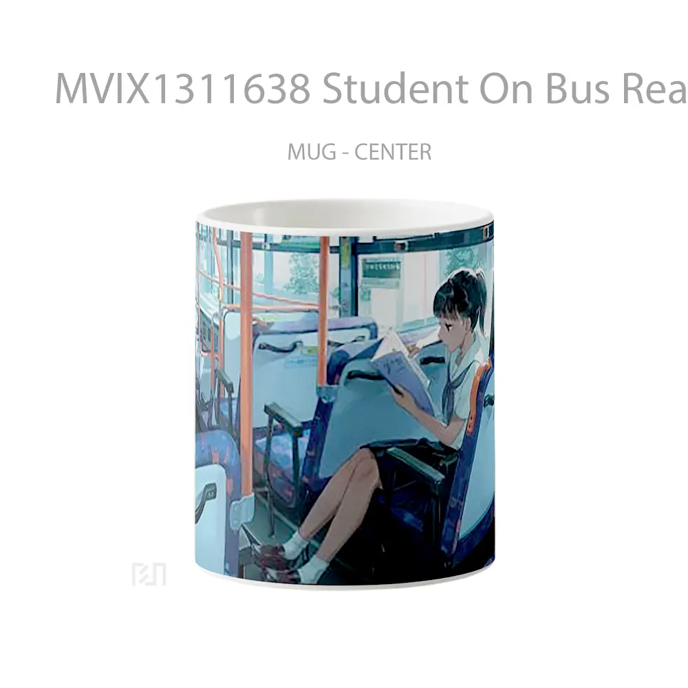 Mug Student On Bus Reading Gelas Keramik Unik