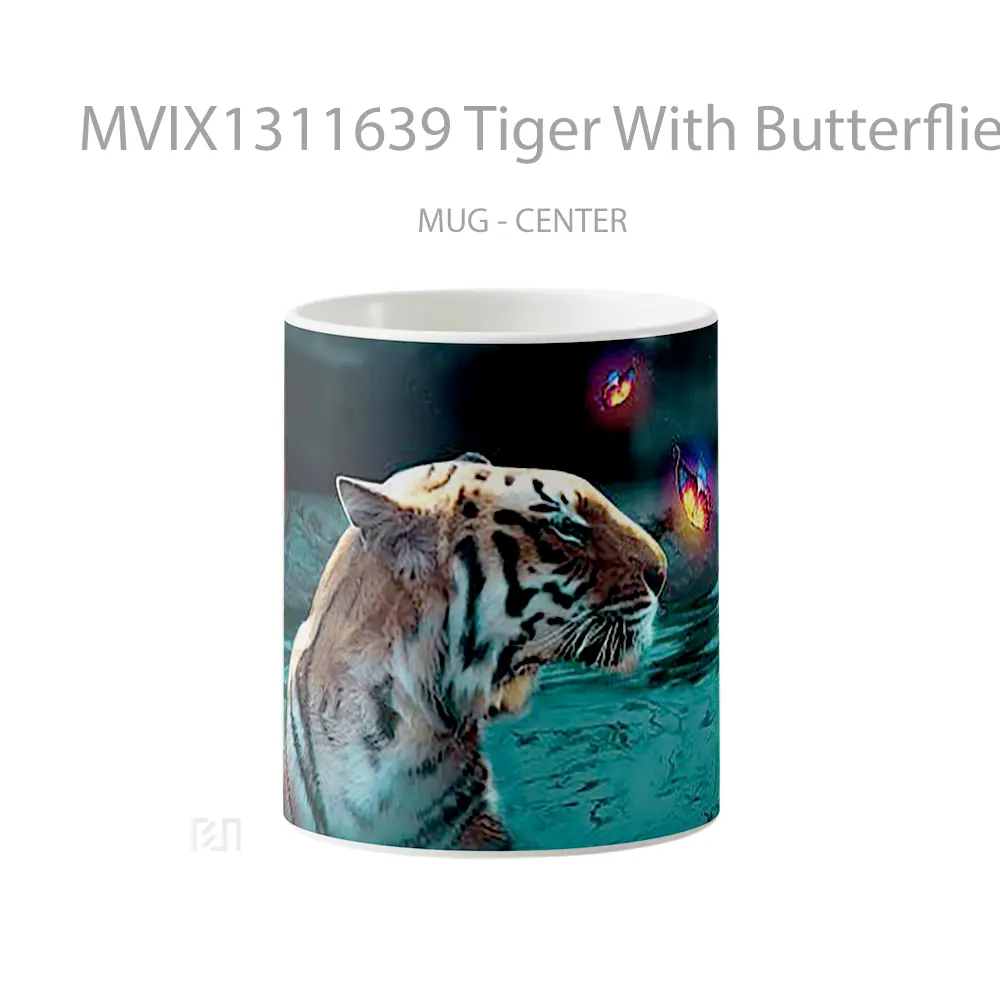 Mug Tiger With Butterflies Gelas Hewan Lucu