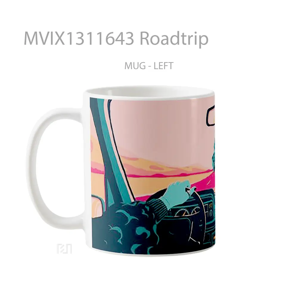 Mug Roadtrip Gelas Keramik Unik - All-side / Desain