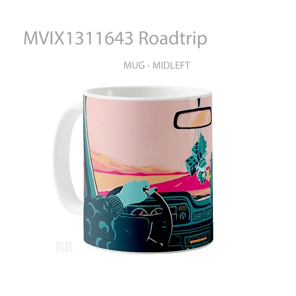 Mug Roadtrip Gelas Keramik Unik - All-side / Desain