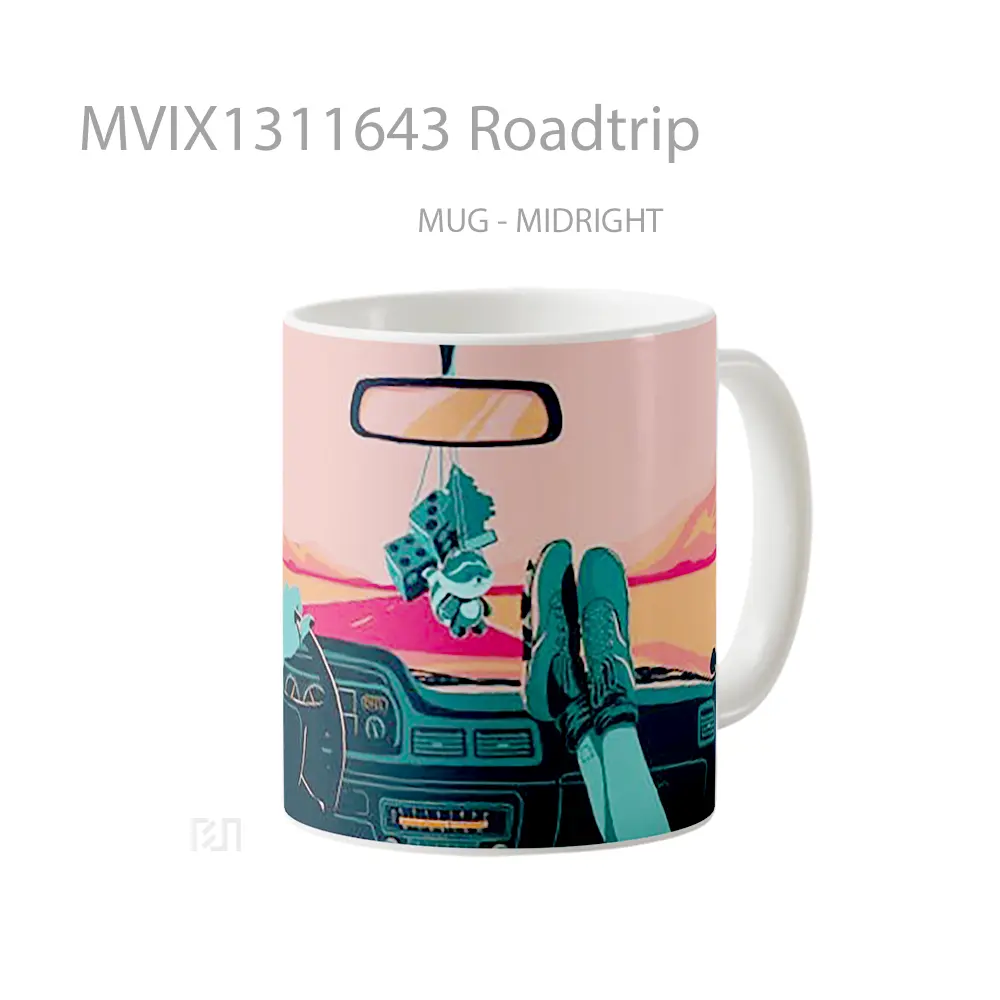 Mug Roadtrip Gelas Keramik Unik - All-side / Desain