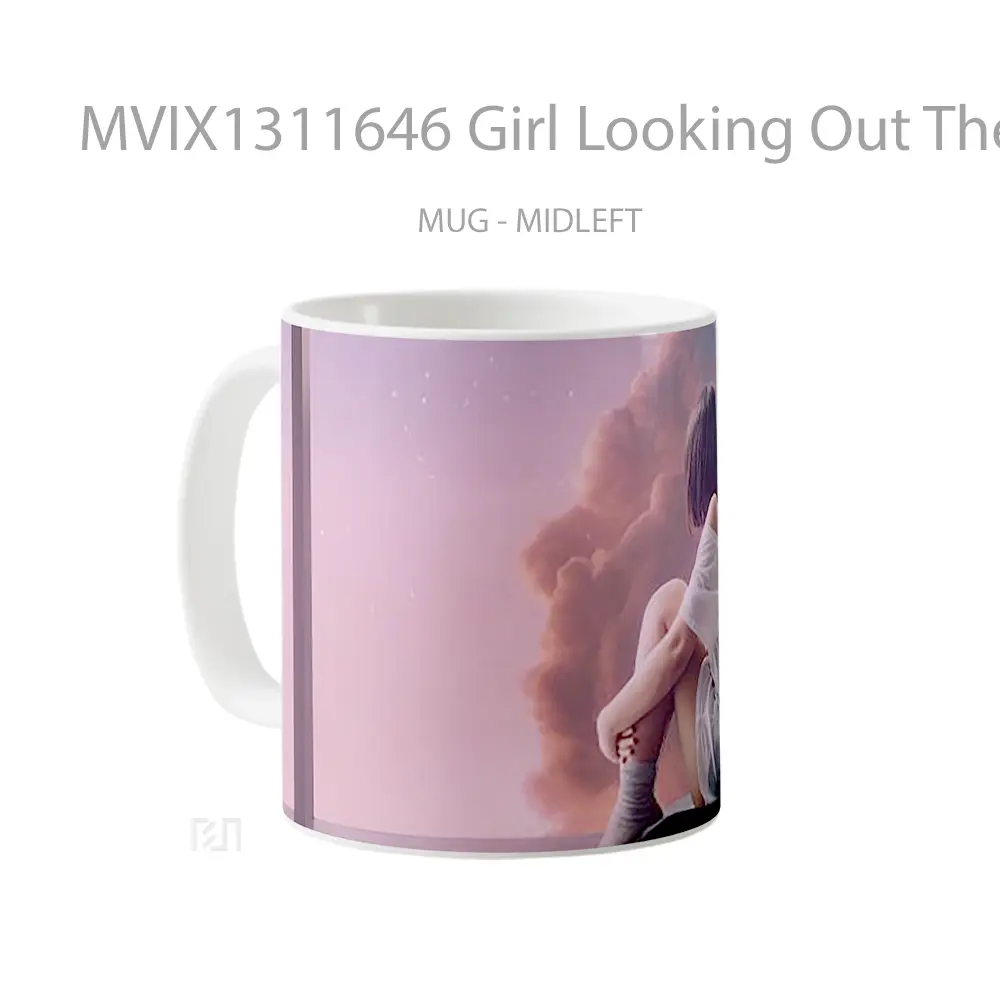 Mug Girl Looking Out The Window Gelas Keramik Unik - All-side / Desain