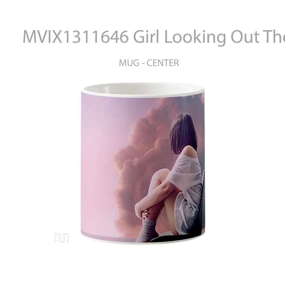 Mug Girl Looking Out The Window Gelas Keramik Unik