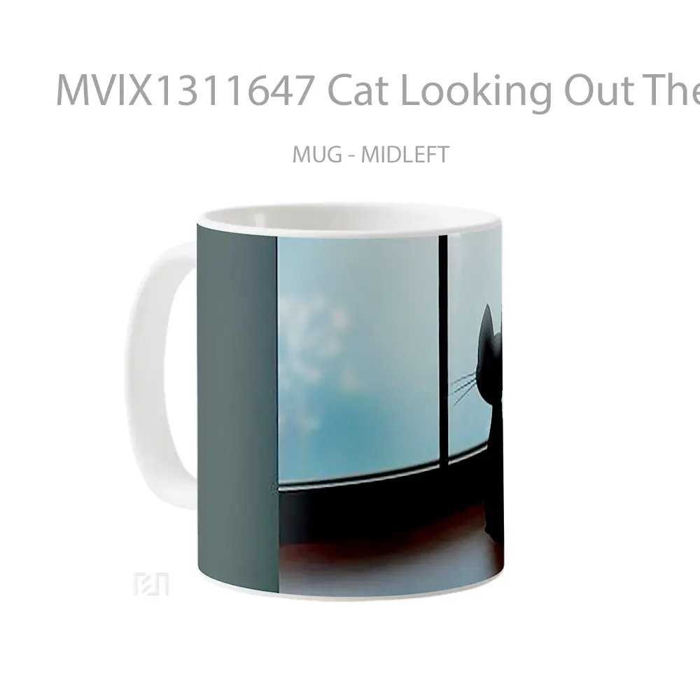Mug Cat Looking Out The Window Gelas Hewan Lucu - All-side / Desain