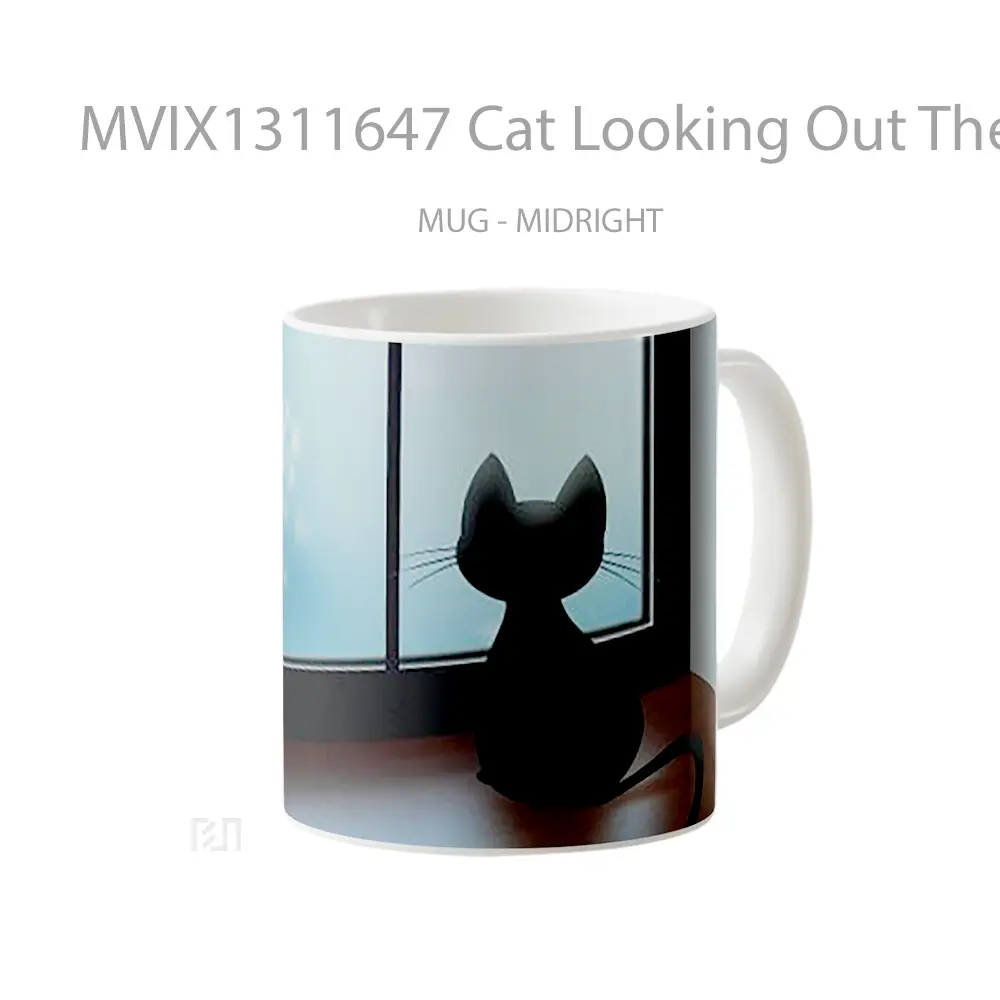 Mug Cat Looking Out The Window Gelas Hewan Lucu - All-side / Desain