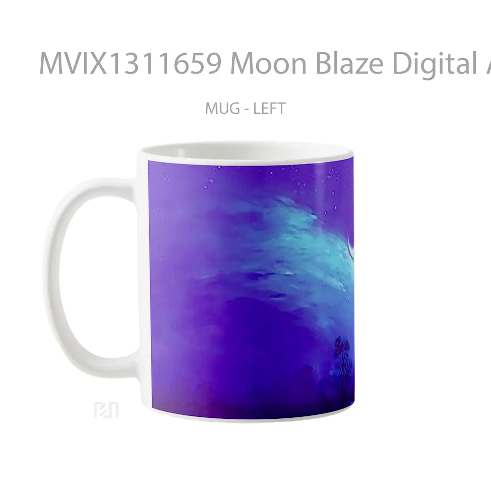 Mug Moon Blaze Digital Art Gelas Seni Modern - All-side / Desain
