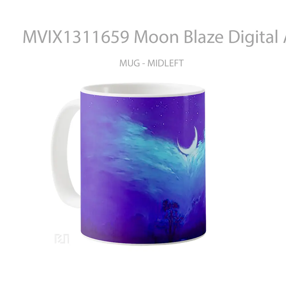 Mug Moon Blaze Digital Art Gelas Seni Modern - All-side / Desain