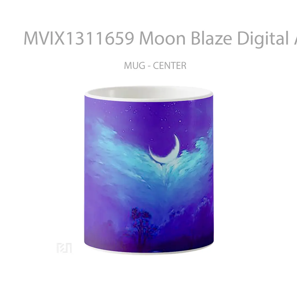 Mug Moon Blaze Digital Art Gelas Seni Modern