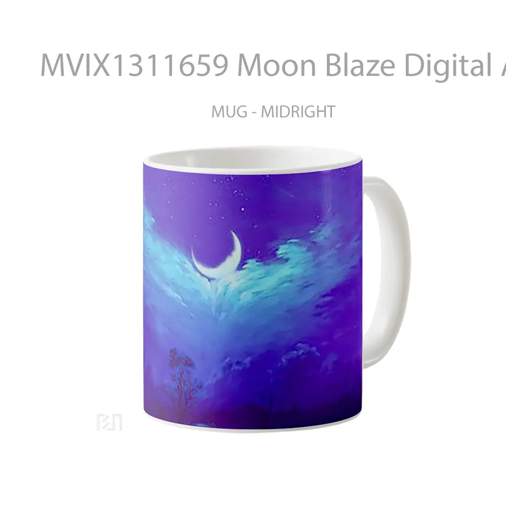 Mug Moon Blaze Digital Art Gelas Seni Modern - All-side / Desain