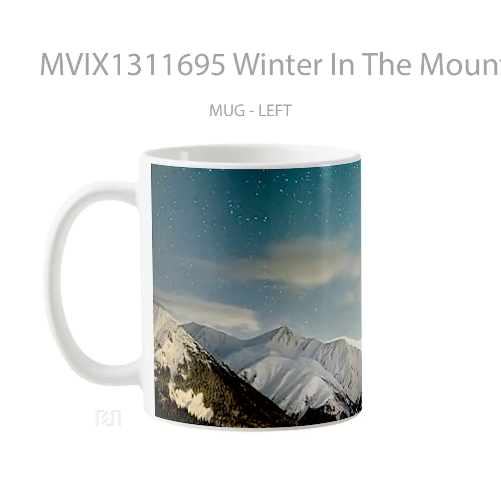 Mug Winter In The Mountains Gelas Pemandangan Alam - All-side / Desain