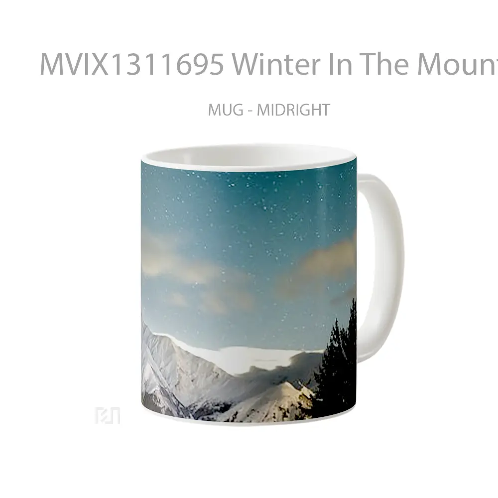 Mug Winter In The Mountains Gelas Pemandangan Alam - All-side / Desain