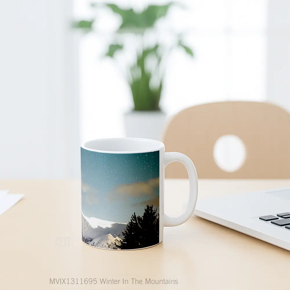 Mug Winter In The Mountains Gelas Pemandangan Alam - All-side / Desain