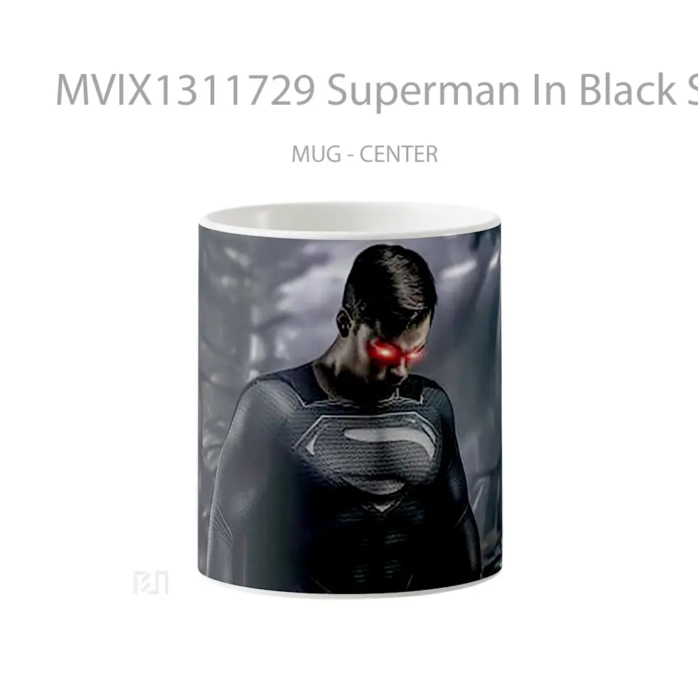 Mug Superman In Black Suit And Red Eyes Gelas Superhero