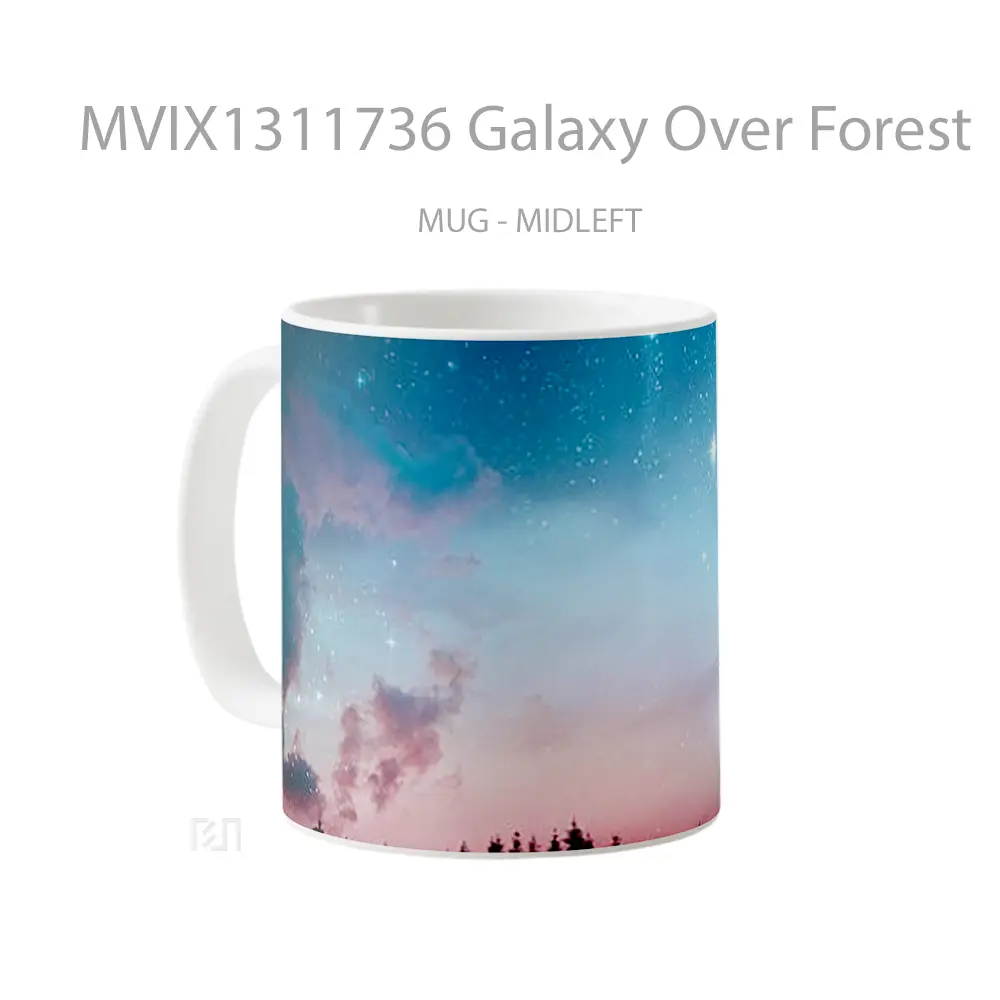 Mug Galaxy Over Forest Gelas Pemandangan Alam - All-side / Desain