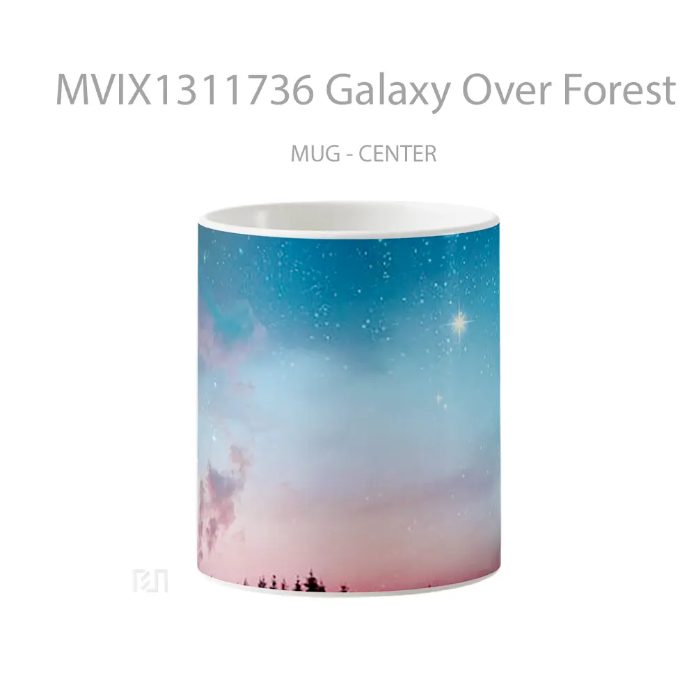 Mug Galaxy Over Forest Gelas Pemandangan Alam