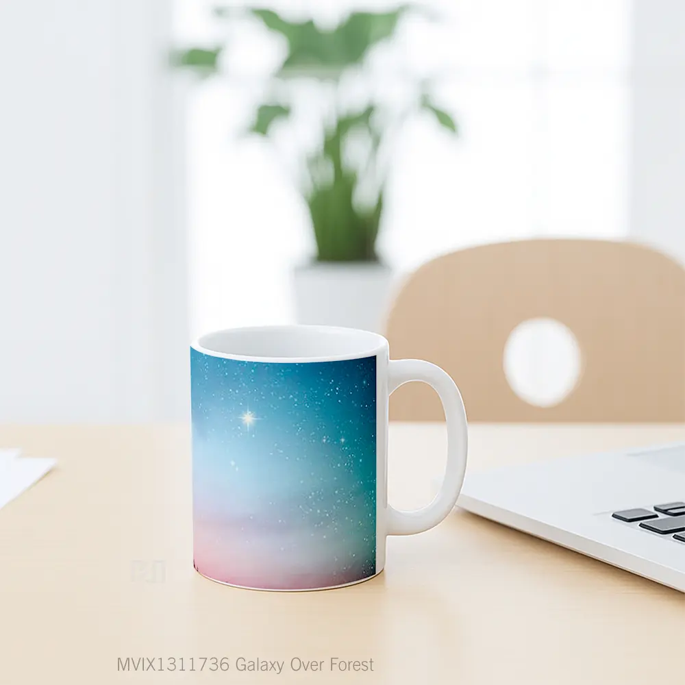 Mug Galaxy Over Forest Gelas Pemandangan Alam - All-side / Desain