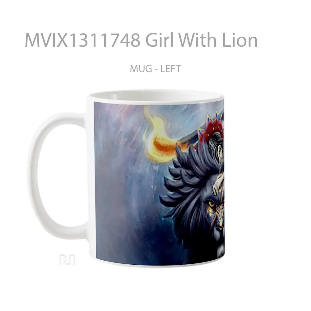 Mug Girl With Lion Gelas Hewan Lucu - All-side / Desain