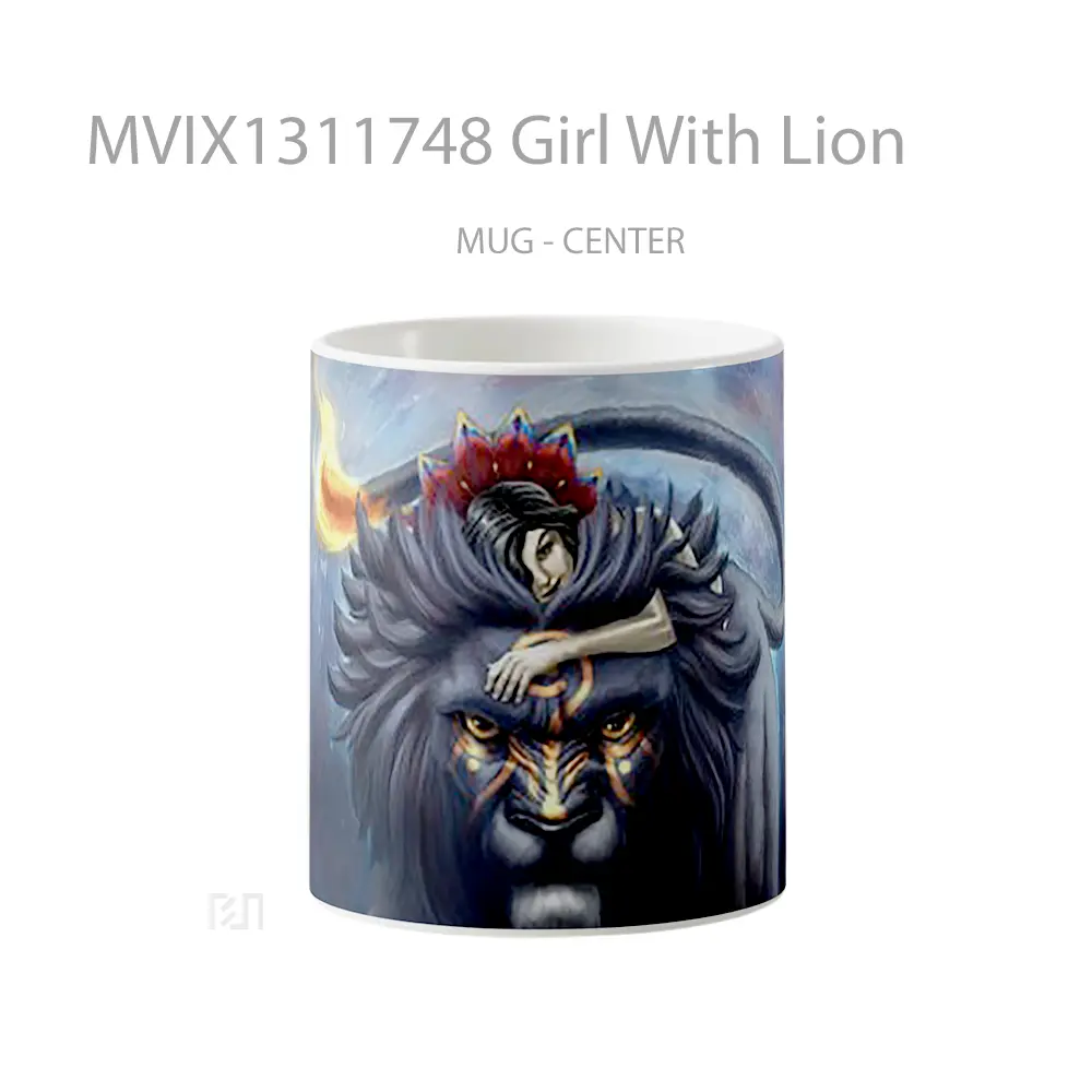 Mug Girl With Lion Gelas Hewan Lucu