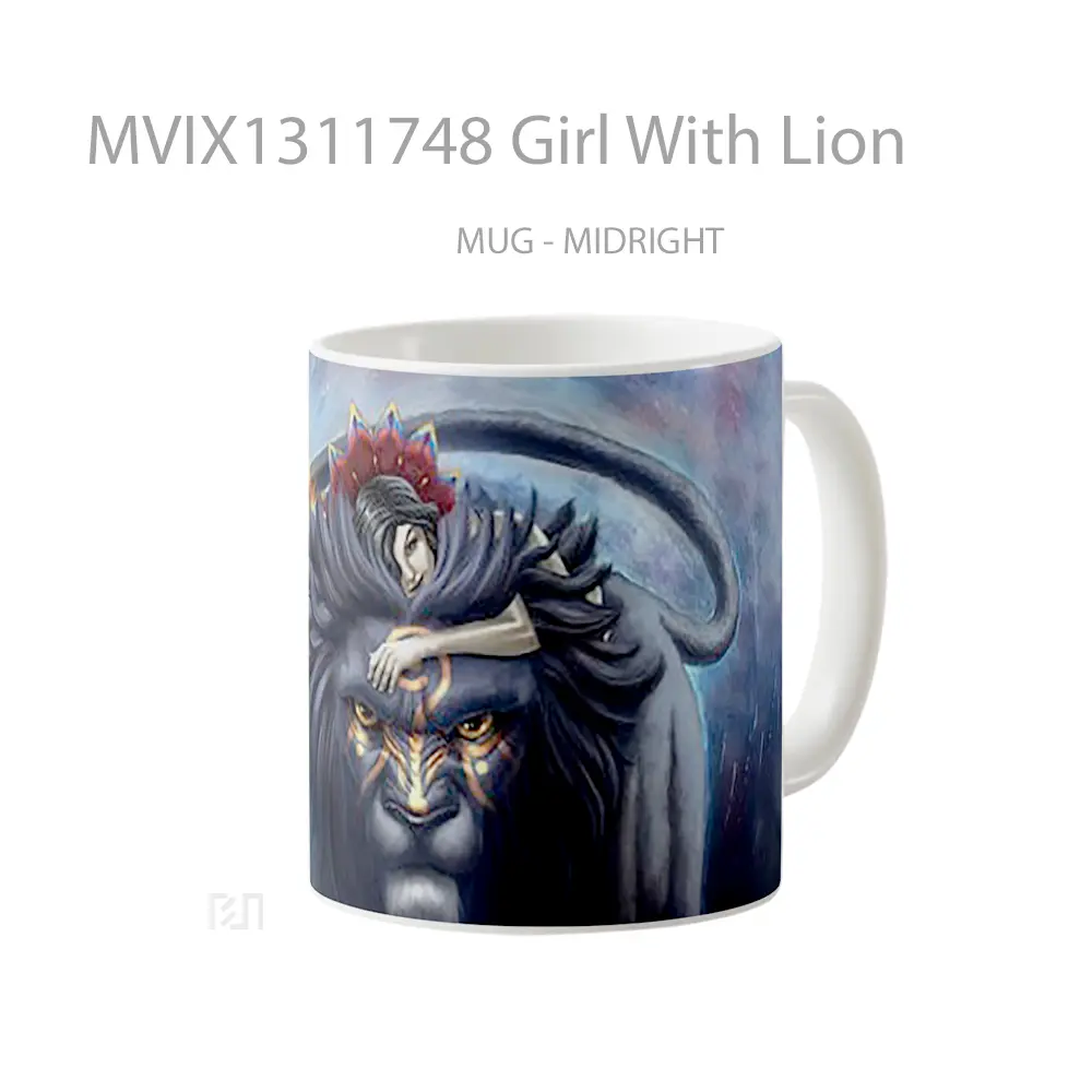 Mug Girl With Lion Gelas Hewan Lucu - All-side / Desain