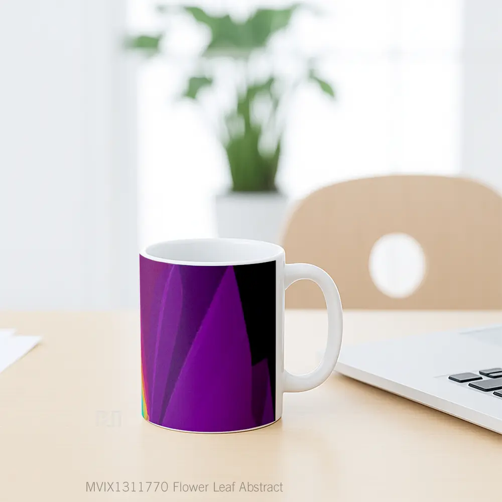 Mug Flower Leaf Abstract Gelas Pemandangan Alam - All-side / Desain