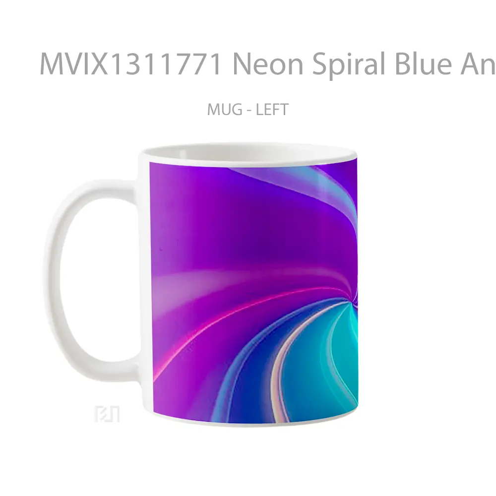 Mug Neon Spiral Blue And Purple Gelas Keramik Unik - All-side / Desain