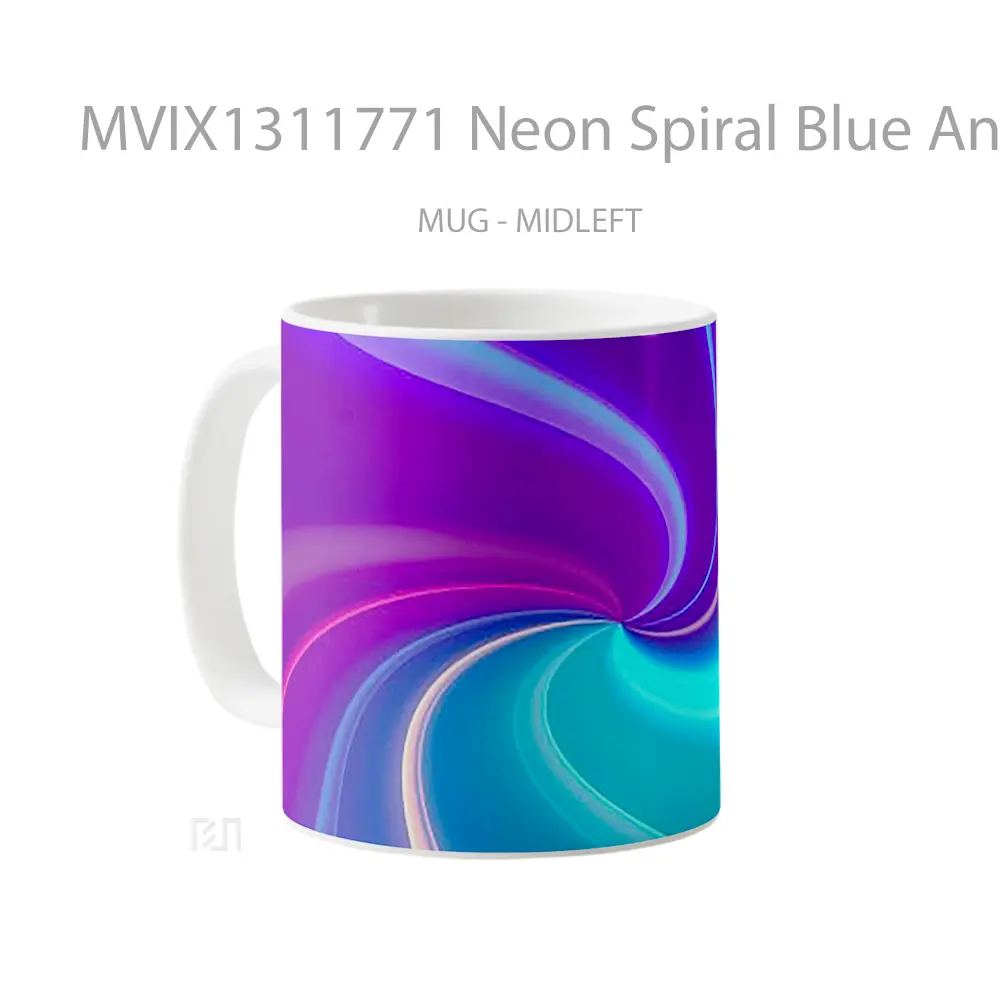 Mug Neon Spiral Blue And Purple Gelas Keramik Unik - All-side / Desain