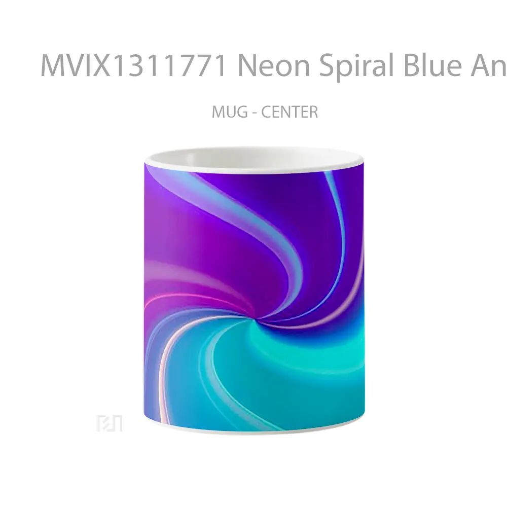 Mug Neon Spiral Blue And Purple Gelas Keramik Unik