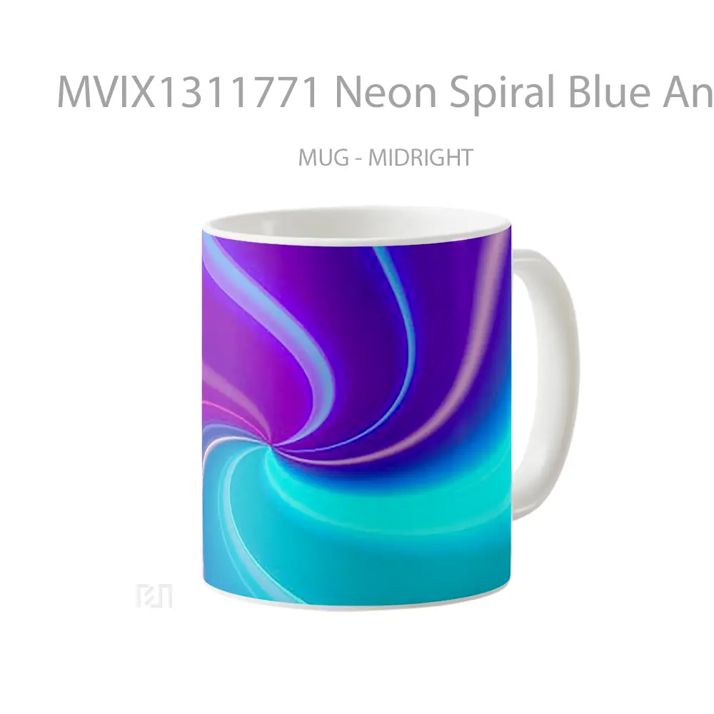 Mug Neon Spiral Blue And Purple Gelas Keramik Unik - All-side / Desain