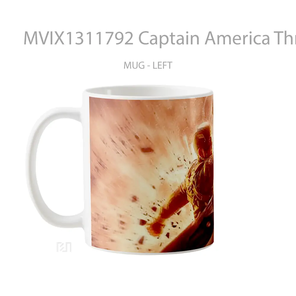 Mug Captain America Throwing Shield Gelas Superhero - All-side / Desain