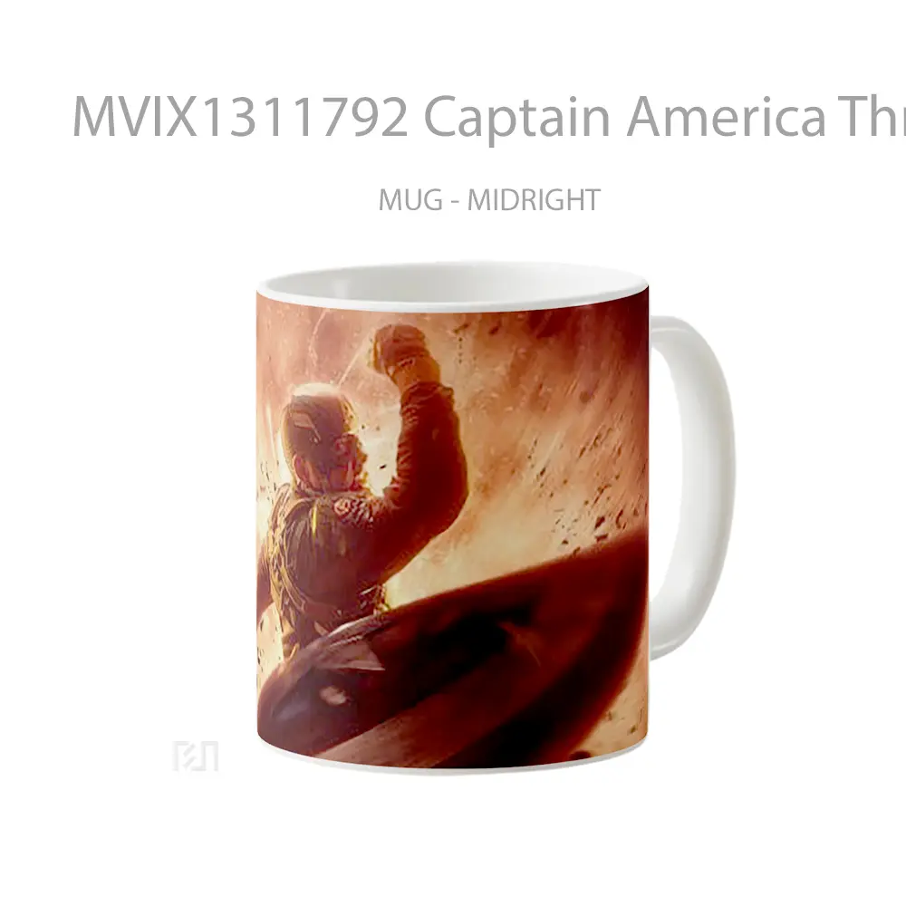 Mug Captain America Throwing Shield Gelas Superhero - All-side / Desain