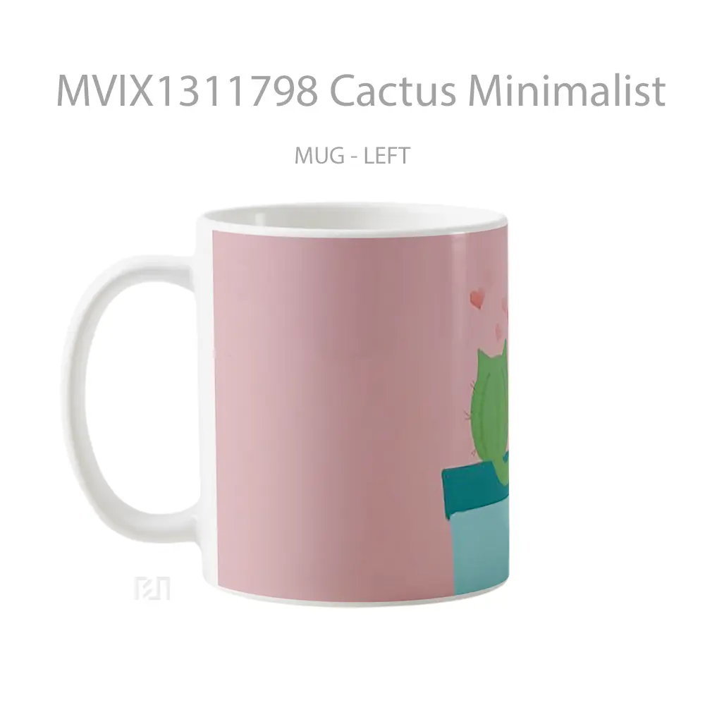 Mug Cactus Minimalist Gelas Seni Modern - All-side / Desain