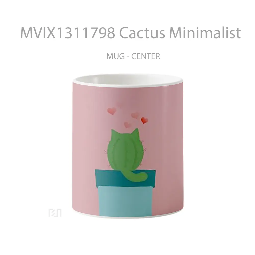 Mug Cactus Minimalist Gelas Seni Modern